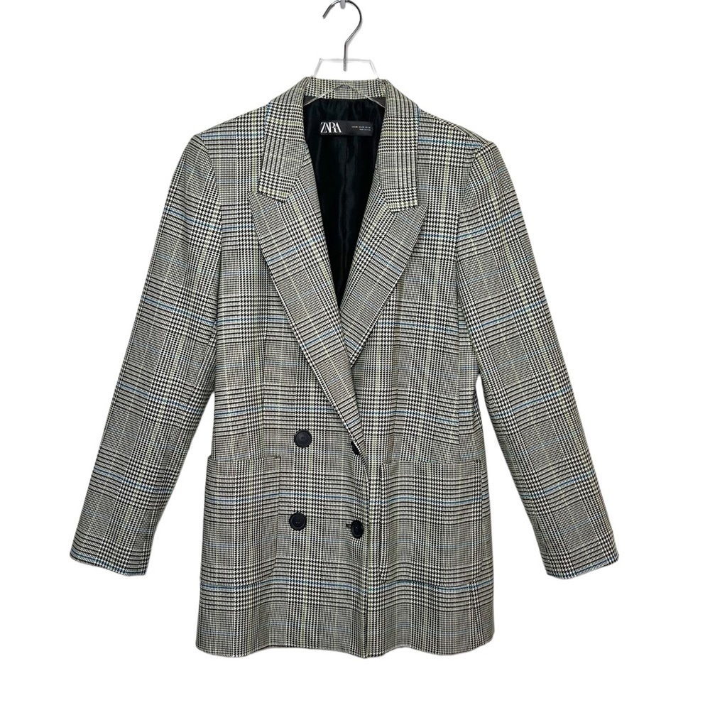 Zara Gray Glenn Plaid Oversized Women’s Boyfriend Fit Quiet Luxury Blazer Sz XS - Picture 2 of 13